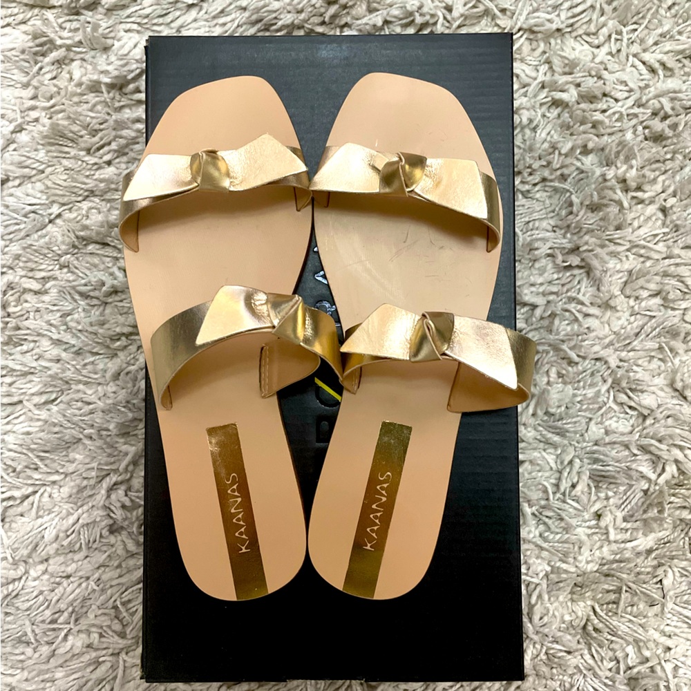KAANAS Bow Sandals Golden (new and flawless)